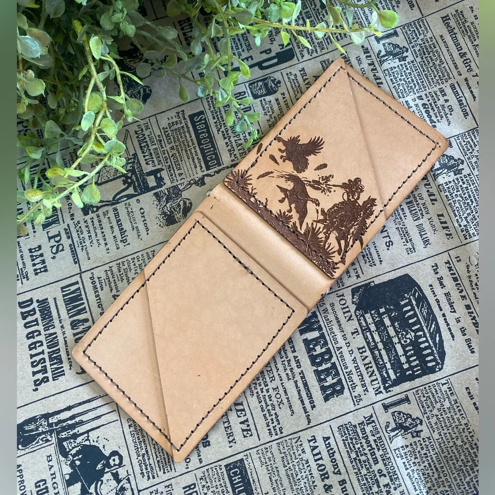 NWT The Whole Herd Fat Stacks Leather Hunting Turkey Wallet